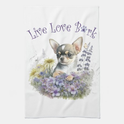 Chihuahua Hond Mam Bloemen Theedoek (Verticaal)