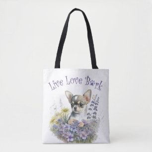 Chihuahua Hond Mam Bloemen Tote Bag