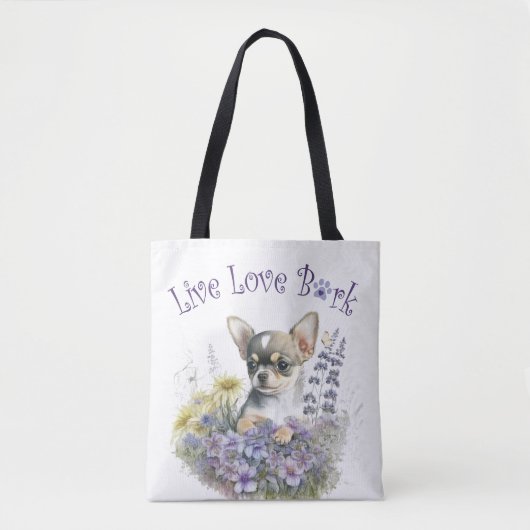 Chihuahua Hond Mam Bloemen Tote Bag (Voorkant)