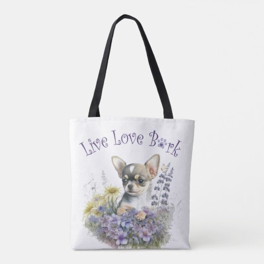 Chihuahua Hond Mam Bloemen Tote Bag (Achterkant)