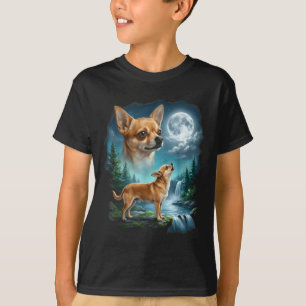 Chihuahua-hond maneschijn nacht kunst chihuahua hu t-shirt