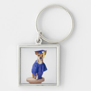 Chihuahua hond met afstuderen uniform, studio sleutelhanger