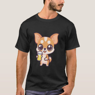Chihuahua-hond met bier strip grappig feest t-shirt