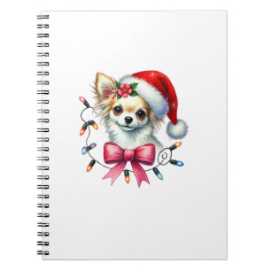 Chihuahua Hond Met Coquette Boog Kerst Matching Notitieboek