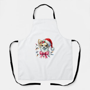 Chihuahua Hond Met Coquette Boog Kerst Matching Schort