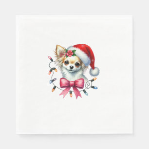 Chihuahua Hond Met Coquette Boog Kerst Matching Servet