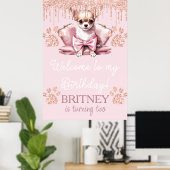 Chihuahua Hond met Glitter Verjaardag Welkomstfees Poster (Thuiskantoor)
