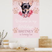 Chihuahua-hond met glitter verjaardags welkom fees poster (Keuken)