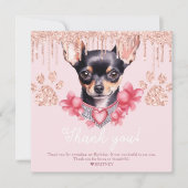 Chihuahua Hond met Glitter Verjaardagsfeestje Bedankkaart (Voorkant)