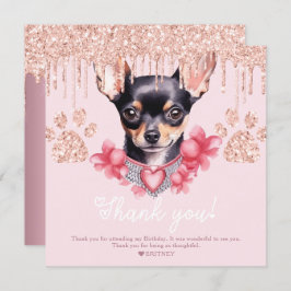 Chihuahua Hond met Glitter Verjaardagsfeestje Bedankkaart