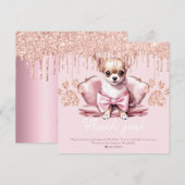 Chihuahua Hond met Glitter Verjaardagsfeestje Bedankkaart (Voorkant / Achterkant)