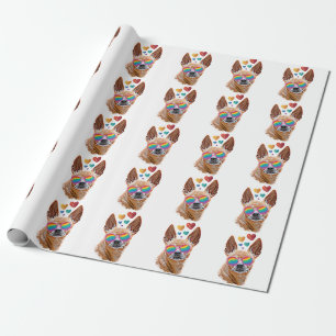 Chihuahua-hond met harten Valentijnsdag Cadeaupapier