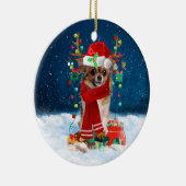 Chihuahua-hond met kerstcadeaus  keramisch ornament (Rechts)