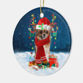 Chihuahua-hond met kerstcadeaus  keramisch ornament (Links)