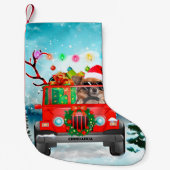 Chihuahua-hond met kerstcadeaus kleine kerstsok (Voorkant)