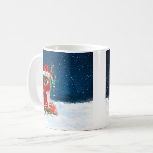 Chihuahua-hond met kerstcadeaus koffiemok (Voorkant links)