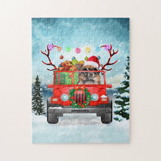 Chihuahua-hond met kerstcadeaus legpuzzel (Verticaal)