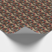 Chihuahua hond met kerstcadeaus open haard cadeaupapier (Hoek)