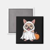 Chihuahua-hond met witte spookkostuum hond magneet (Voorkant / Achterkant)