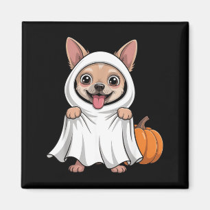 Chihuahua-hond met witte spookkostuum hond magneet
