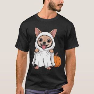 Chihuahua-hond met witte spookkostuum hond t-shirt