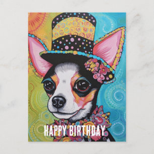 Chihuahua hond mixed media verjaardagscollage briefkaart