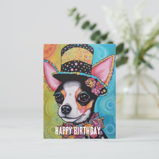 Chihuahua-hond mixed media verjaardagscollage briefkaart (Staand voorkant)