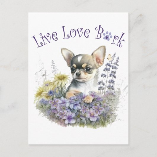 Chihuahua Hond Moeder Bloemstuk Briefkaart (Voorkant)
