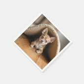 Chihuahua hond onder een tapijt servet (Hoek)