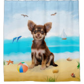 Chihuahua-hond op het strand douchegordijn (Voorkant)