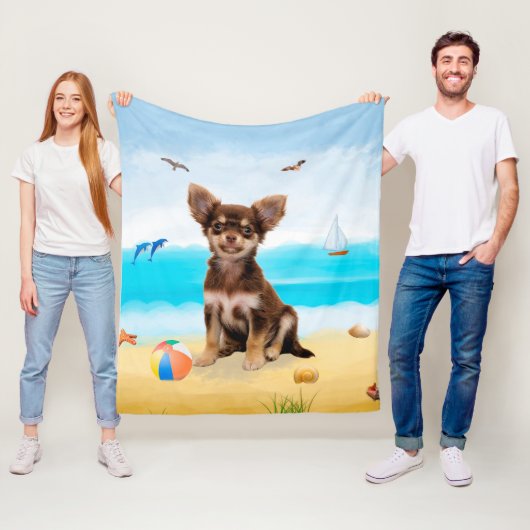 Chihuahua-hond op het strand fleece deken (In situ)