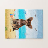 chihuahua-hond op het strand legpuzzel (Horizontaal)