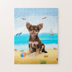chihuahua-hond op het strand legpuzzel