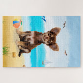 Chihuahua-hond op het strand legpuzzel (Horizontaal)