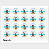 Chihuahua-hond op het strand ronde sticker (Vel)