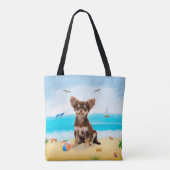 Chihuahua-hond op het strand tote bag (Achterkant)