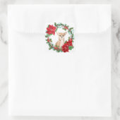 Chihuahua Hond Poinsettia Kerstkrans Vierkante Sticker (Tas)