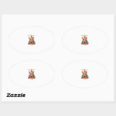 Chihuahua Hond Prettig Kerstfeest Ovale Sticker (Vel)