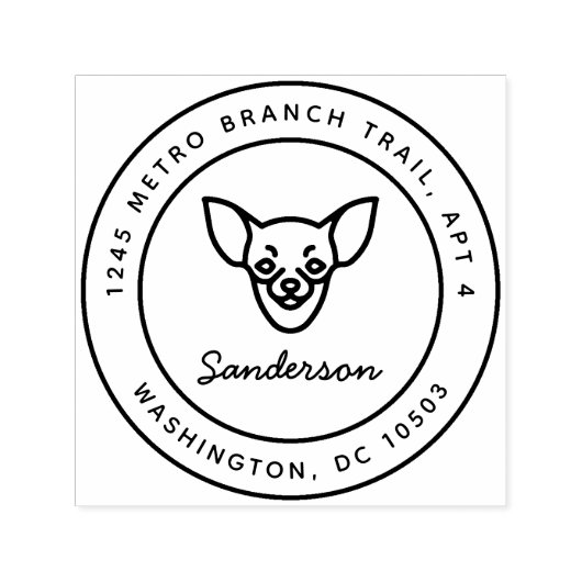 Chihuahua hond retour adres stempel zelf-inkt (Design)