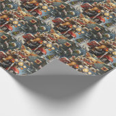 Chihuahua Hond Rijden Motorfiets Kerstmis Cadeaupapier (Hoek)