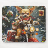 Chihuahua Hond Rijden Motorfiets Kerstmis Muismat (Voorkant)