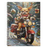 Chihuahua Hond Rijden Motorfiets Kerstmis Notitieboek (Voorkant)