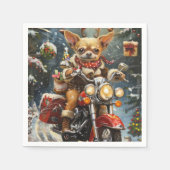 Chihuahua Hond Rijden Motorfiets Kerstmis Servet (Voorkant)
