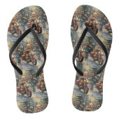 Chihuahua Hond Rijden Motorfiets Kerstmis Teenslippers (Voetbed)