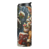 Chihuahua Hond Rijden Motorfiets Kerstmis Thermosbeker (Gedraaid links)