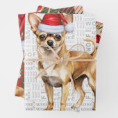 Chihuahua hond rood en groen geplakt Kerstmis Inpakpapier Vel (In situ)