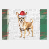 Chihuahua hond rood en groen geplakt Kerstmis Inpakpapier Vel (Voorkant)