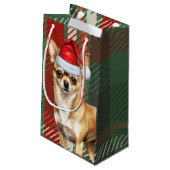 Chihuahua Hond Rood Groen Geplaagd Kerstmis Klein Cadeauzakje (Achterkant Gekanteld)