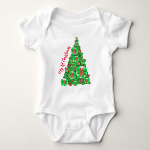 Chihuahua Hond Silhouet Kerstboom Rood Romper