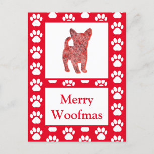 Chihuahua Hond Silhouet Rood Vrolijk Kerstfeest Briefkaart